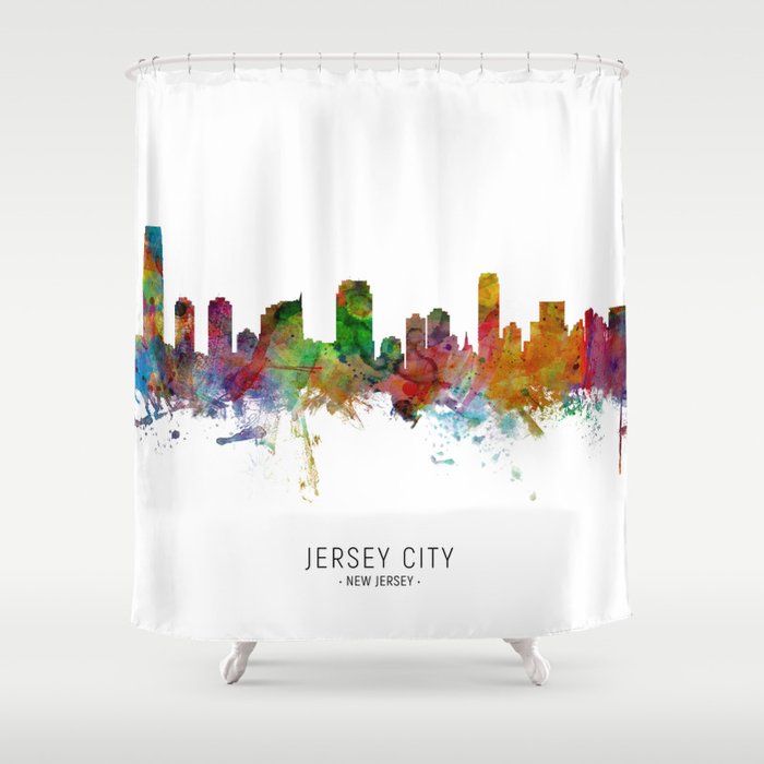 Jersey City New Jersey Skyline Shower Curtain