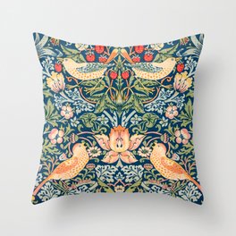 Strawberry Thief William Morris Art Nouveau Birds Design Throw Pillow
