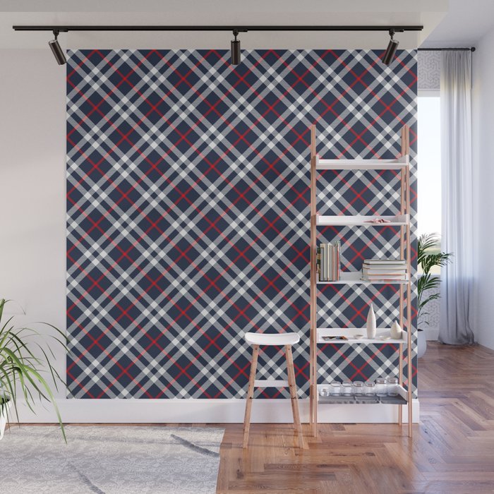 Red White and blue Tartan Wall Mural