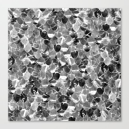 Black and White Abstract Mermaid Scales Pattern Canvas Print