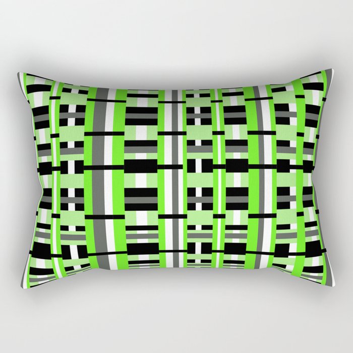 Plaid in Lime Green, Black & Gray Rectangular Pillow