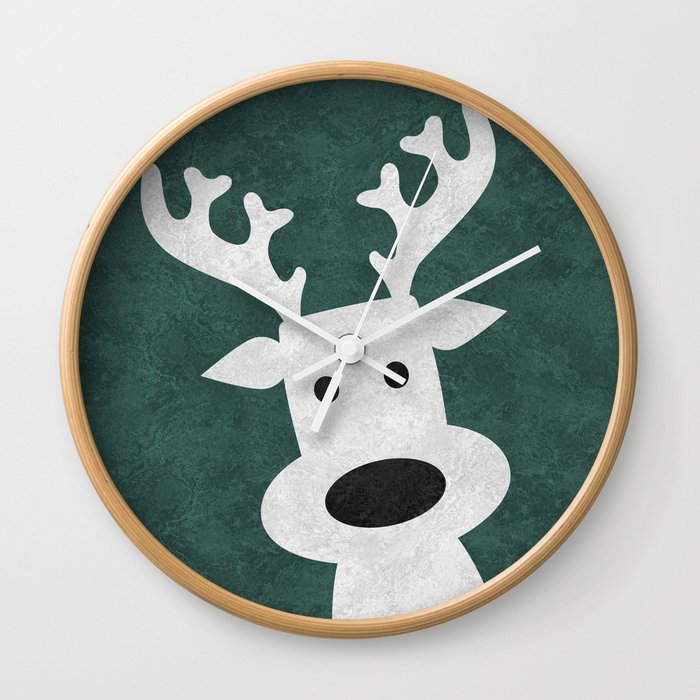 Christmas reindeer marble Wall Clock