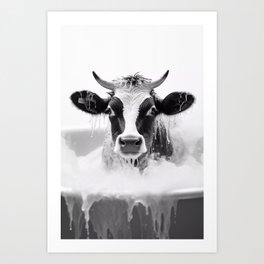 Cow in a bathtub  Art Print