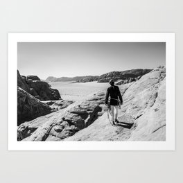 Adventure at the Wadi Rum desert | black and white nature photography | Europe photo / art print Art Print