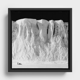 Antarctic Explorer beneath the Glacier black and white photography / photographs by Herbert Ponting Framed Canvas