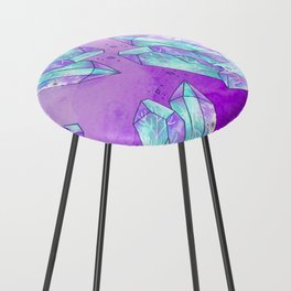 Purple and Blue Watercolor Crystals Counter Stool