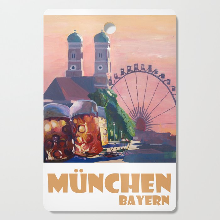 Munich Bavaria Germany Retro Travel Poster Cutting Board By