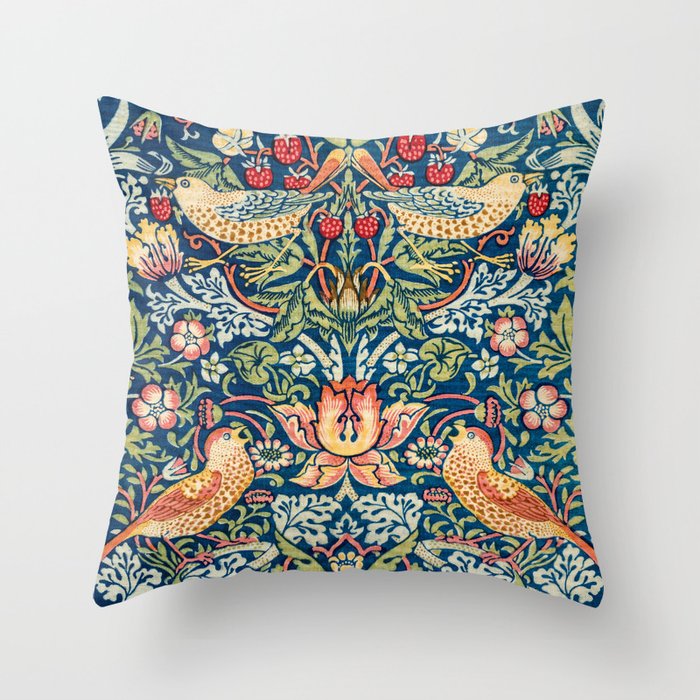 Strawberry Thief by William Morris Throw Pillow