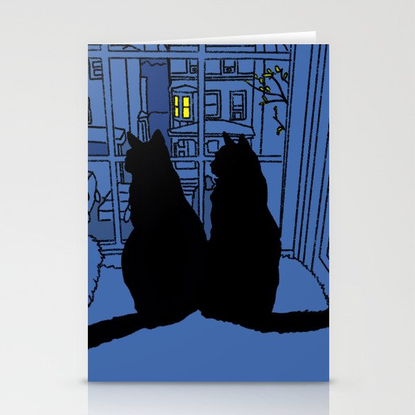 Window Cats Dawn  Stationery Cards