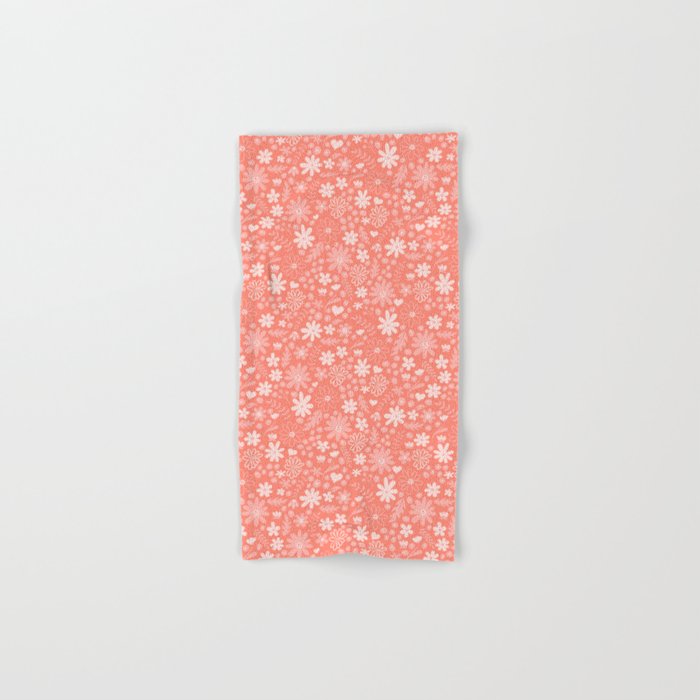 Coral Pink Florals Hand & Bath Towel