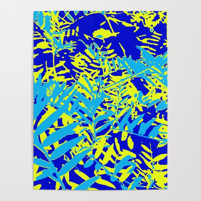 Happy Blue Yellow Green Foliage Poster
