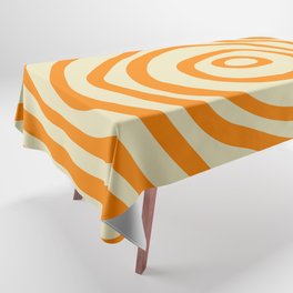 Mid Century Modern Abstract Spiral Art - Dutch White and Orange Tablecloth