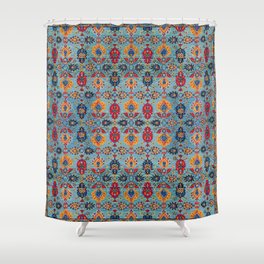 Sapphire Reverie: Oriental Bohemian Elegance in Moroccan Heritage Shower Curtain
