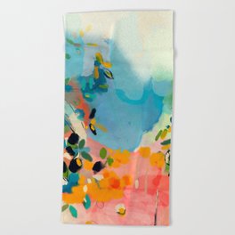 garden with sea view and olive tree Beach Towel
