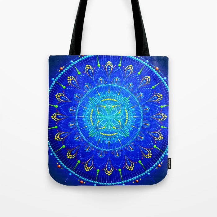 Blue Mandala Painting On Canvas Tote Bag By Anastasiahelten Society6