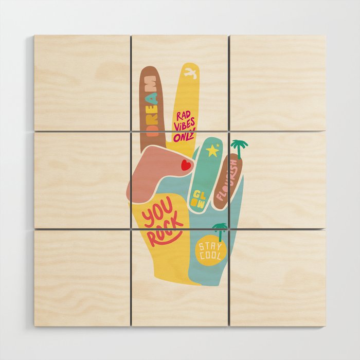 Motivational Peace Sign Wood Wall Art