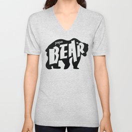 Papa Bear Black V Neck T Shirt