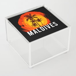 Maldives Palm Trees Maldives Vacation Acrylic Box