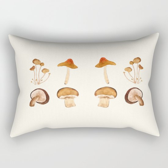 mushroom watercolor painting Rectangular Pillow