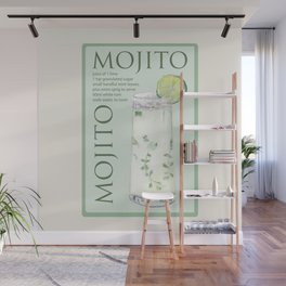 Mojito Cocktail Recipe, Retro Bar Cart Art Wall Mural