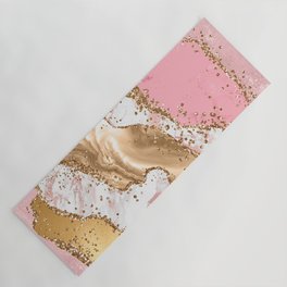Pink And Gold Marble Ocean Waves Landscapes  Yoga Mat