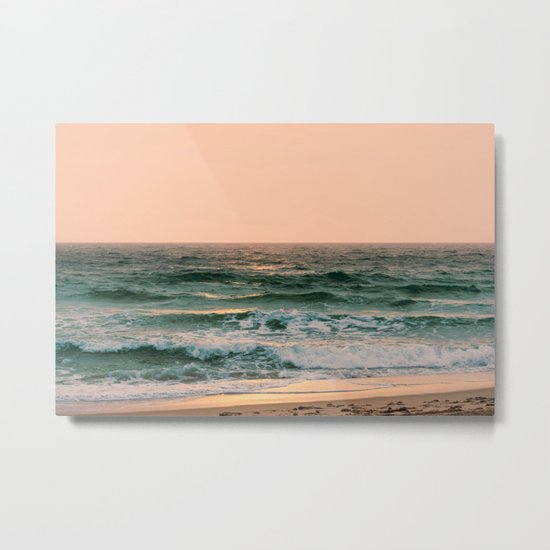 Pink Skies Ocean Vibes Metal Print