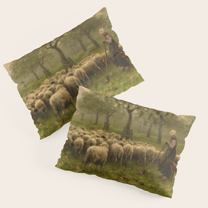 Herderin Met Kudde Schapen by Anton Mauve (c 1870) Pillow Sham