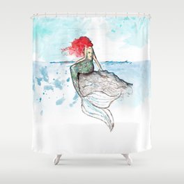 Mermaid - watercolor version Shower Curtain