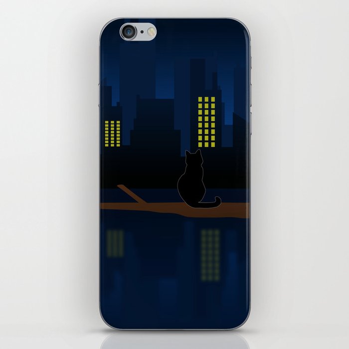 cat contemplating the city iPhone Skin