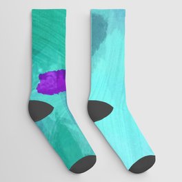 abstract splatter brush stroke painting texture background in blue purple Socks