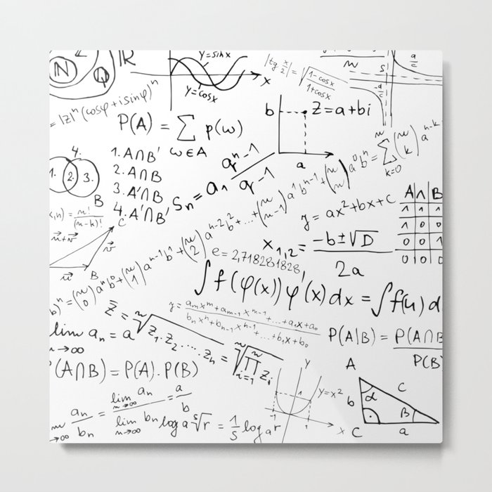 Math Geek Print, Math Equation Pattern Metal Print