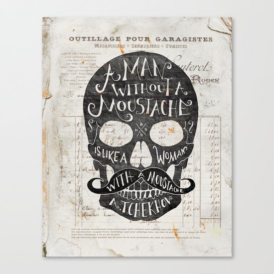 Skull Moustache Canvas Print