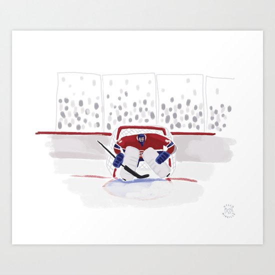 Hockey Night Goaler Art Print By Mireillestpierre Society6