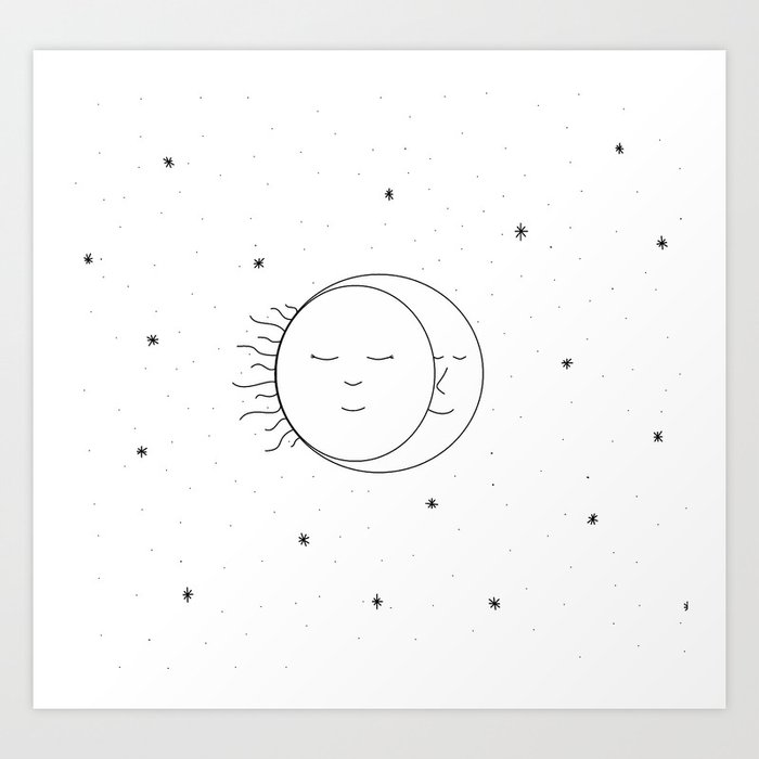 The Moon And Sun Are One Art Print By Sarahdunlop Society6,How To Draw A Girl Full Body Step By Step Easy
