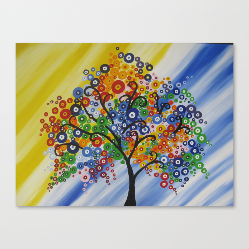 Rainbow Tree Of Life Multicolored Circles Red Yellow Green Blue