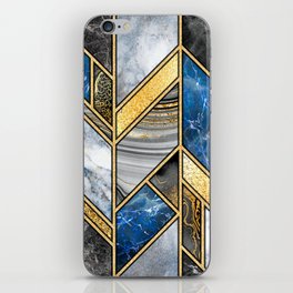 Art Deco Gold + Midnight Blue Abstract Chevron iPhone Skin