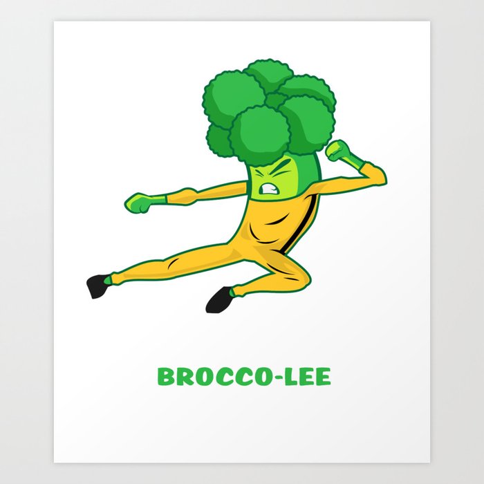 Funny Broccoli Vegetable Pun - Kung Fu Veggie Jokes Art Print