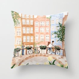 Amsterdam in the Spring Throw Pillow