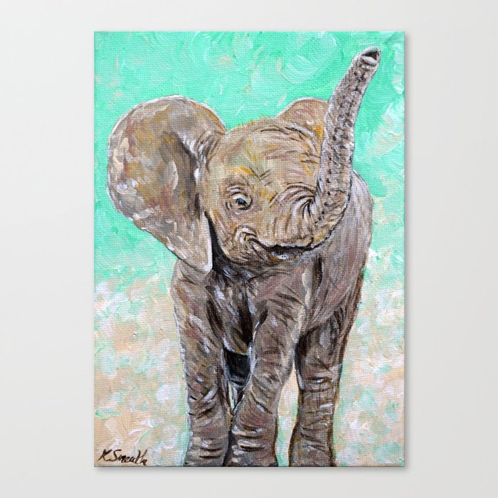 Baby Elephant Painting Canvas Print By Kirstensneathart Society6