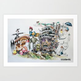 Studio Ghibli Ultimate Watercolour Painting (with all the characters and movies) Art Print