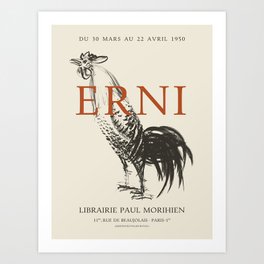 Hans Erni. Exhibition poster for Librairie Paul Morihien in Paris, 1950. Art Print