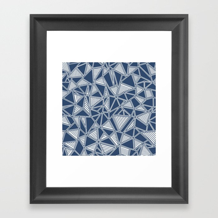 Abstract Outline Lines Navy Framed Art Print