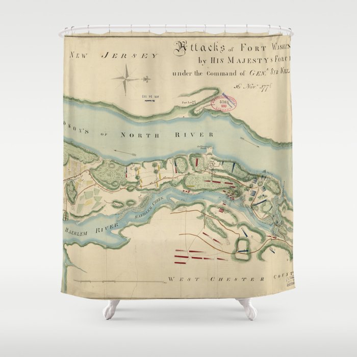 Attacks of Fort Washington Map (November 16, 1776) Shower Curtain