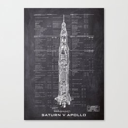 Apollo 11 Saturn V Blueprint Canvas Print