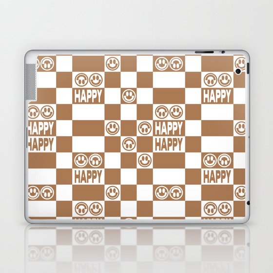 HAPPY Checkerboard (Milk Chocolate Brown Color) Laptop & iPad Skin