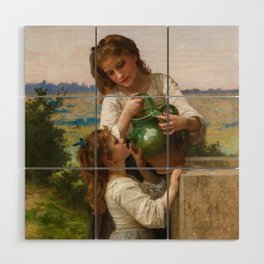 At The Fountain by William Adolphe Bouguereau Wood Wall Art