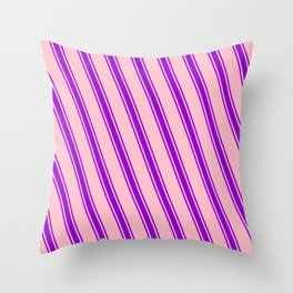 [ Thumbnail: Pink and Dark Violet Colored Lines Pattern Throw Pillow ]