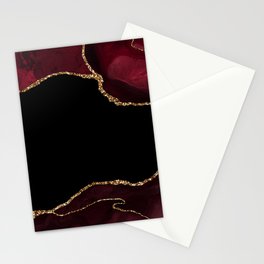 Burgundy & Gold Agate Texture 04 Stationery Card
