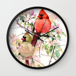 Cardinal Birds and Spring, cardinal bird design Wall Clock