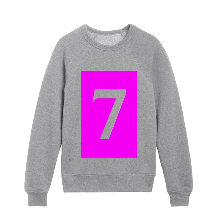 7 (WHITE & FUCHSIA NUMBERS) Kids Crewneck